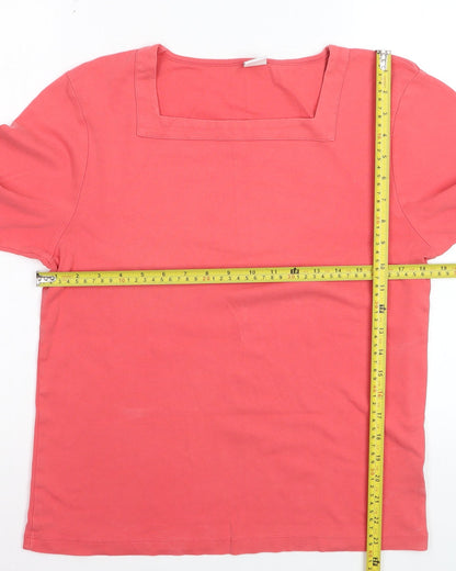 Cotton Traders Women’s Pink Square Neck Basic T-Shirt Size 16