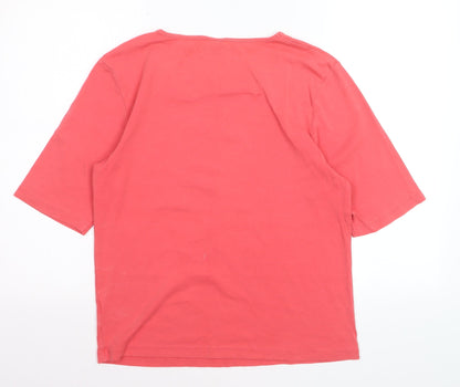 Cotton Traders Women’s Pink Square Neck Basic T-Shirt Size 16