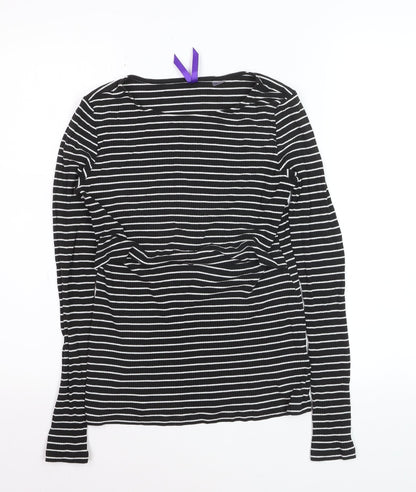 Seraphine Women's Black Striped Maternity Long Sleeve Jersey Top XS