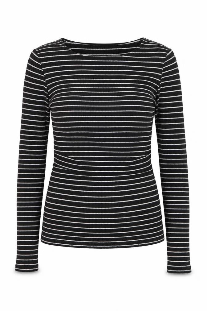 Seraphine Women's Black Striped Maternity Long Sleeve Jersey Top XS