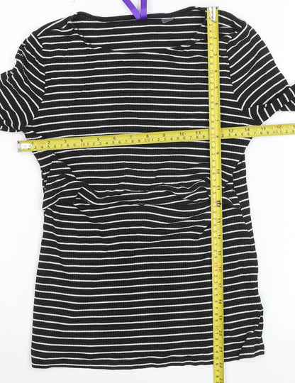 Seraphine Women's Black Striped Maternity Long Sleeve Jersey Top XS