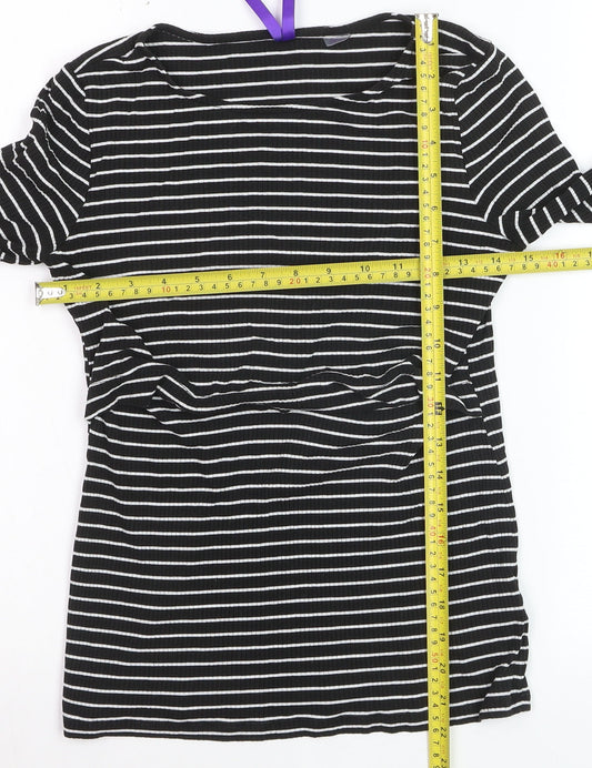 Seraphine Women's Black Striped Maternity Long Sleeve Jersey Top XS