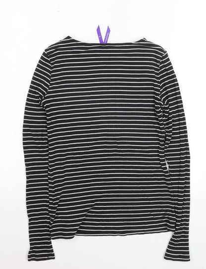 Seraphine Women's Black Striped Maternity Long Sleeve Jersey Top XS