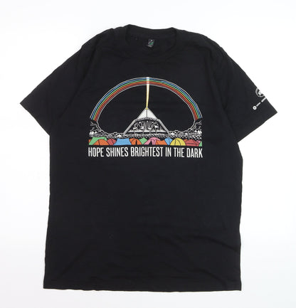 Earth Positive Men's Black Medium Graphic Festival Quote T-Shirt