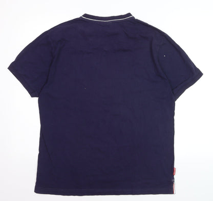 Slazenger Men's Blue V-Neck Short Sleeve Cotton Polo Shirt Size L