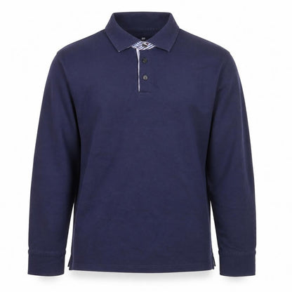 Marks & Spencer Blue Harbour Men's Blue Long Sleeve Cotton Polo Shirt Size S