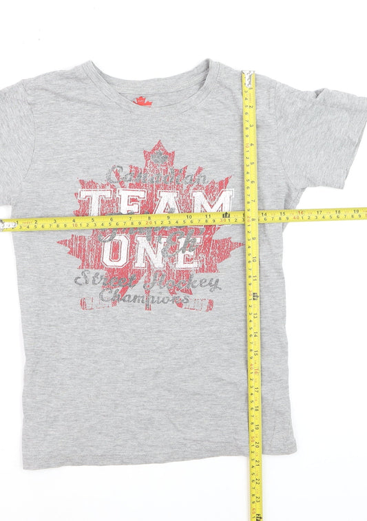 Eh! Boys Grey Hockey Graphic T-Shirt Size 10-11 Years Short Sleeve