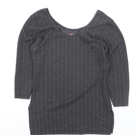 Dixcy Scott Women’s Grey Ribbed Slim Fit Scoop Neck Jumper XL