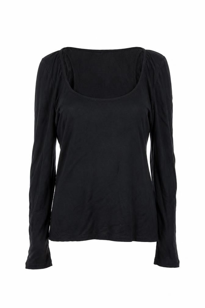 Marks & Spencer Women’s Black Cotton Long Sleeve Scoop Neck T-Shirt Size 10