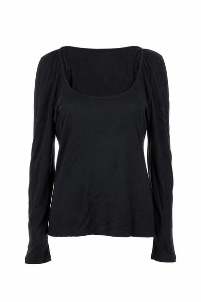 Marks & Spencer Women’s Black Cotton Long Sleeve Scoop Neck T-Shirt Size 10