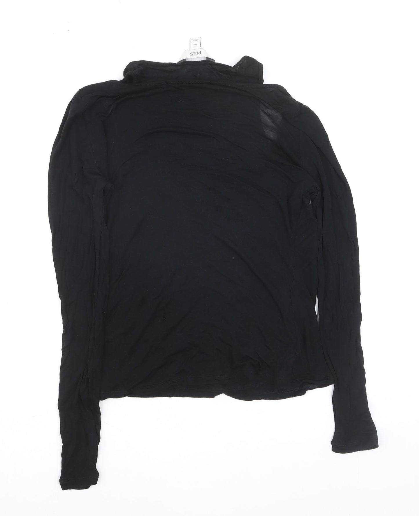 Marks and Spencer Women’s Black Cotton Long Sleeve Scoop Neck T-Shirt Size 10