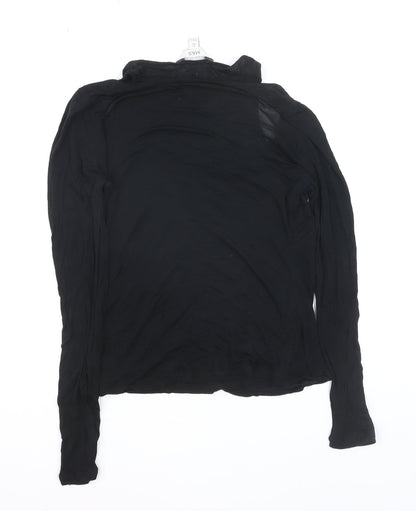 Marks and Spencer Women’s Black Cotton Long Sleeve Scoop Neck T-Shirt Size 10