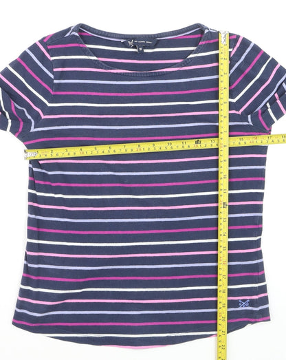 Crew Clothing Company Women's Multicoloured Striped Cotton Jersey 3/4 Sleeve T-Shirt Size 10