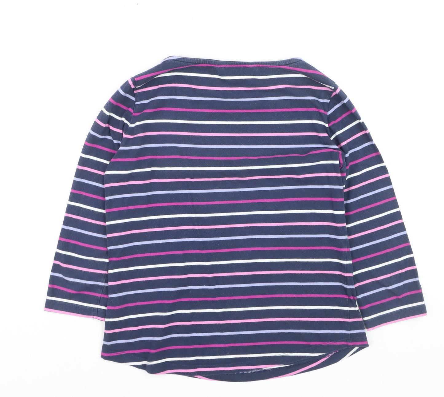Crew Clothing Company Women's Multicoloured Striped Cotton Jersey 3/4 Sleeve T-Shirt Size 10