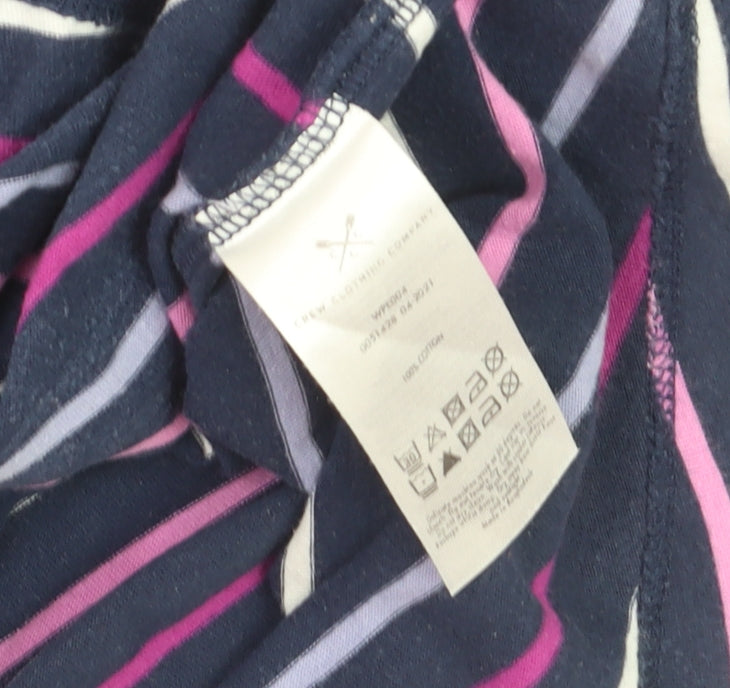 Crew Clothing Company Women's Multicoloured Striped Cotton Jersey 3/4 Sleeve T-Shirt Size 10