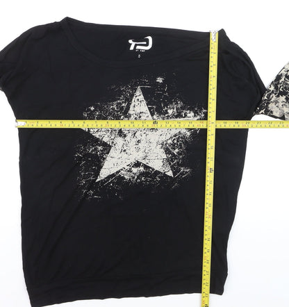 BY EMP Womens Black Star Print Long Sleeve Jersey T-Shirt Size S