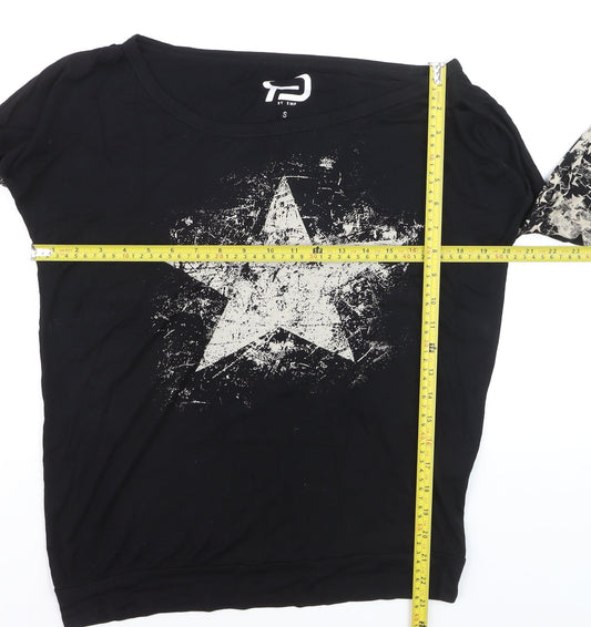 BY EMP Womens Black Star Print Long Sleeve Jersey T-Shirt Size S