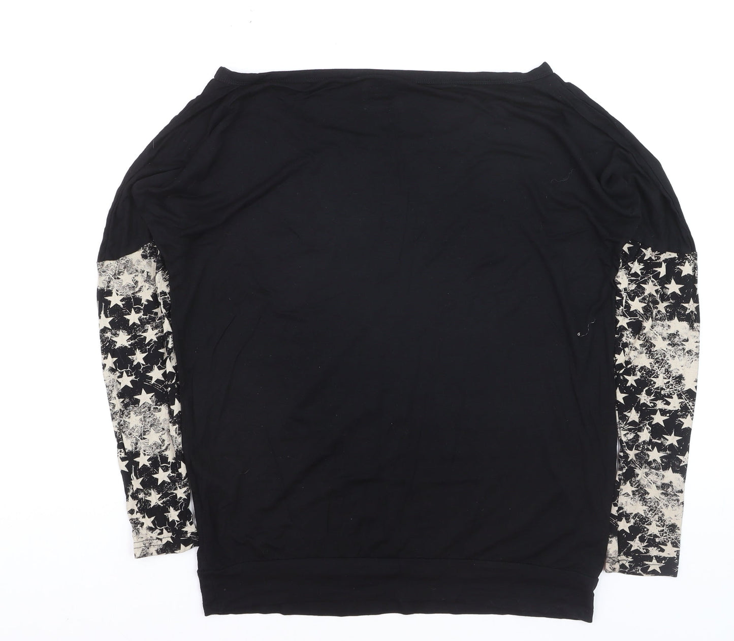 BY EMP Womens Black Star Print Long Sleeve Jersey T-Shirt Size S