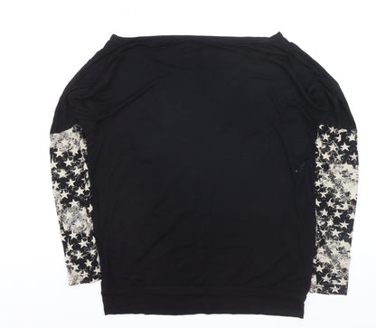 BY EMP Womens Black Star Print Long Sleeve Jersey T-Shirt Size S