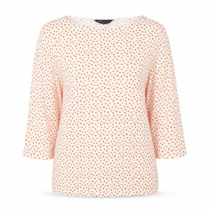 Marks and Spencer Women’s White Orange Polka Dot 3/4 Sleeve T-Shirt Size 14