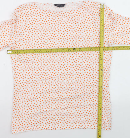 Marks and Spencer Women’s White Orange Polka Dot 3/4 Sleeve T-Shirt Size 14