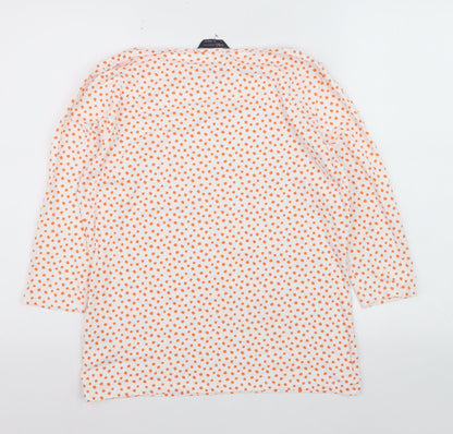 Marks and Spencer Women’s White Orange Polka Dot 3/4 Sleeve T-Shirt Size 14