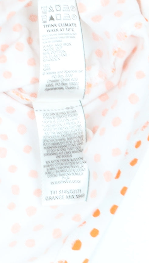 Marks and Spencer Women’s White Orange Polka Dot 3/4 Sleeve T-Shirt Size 14
