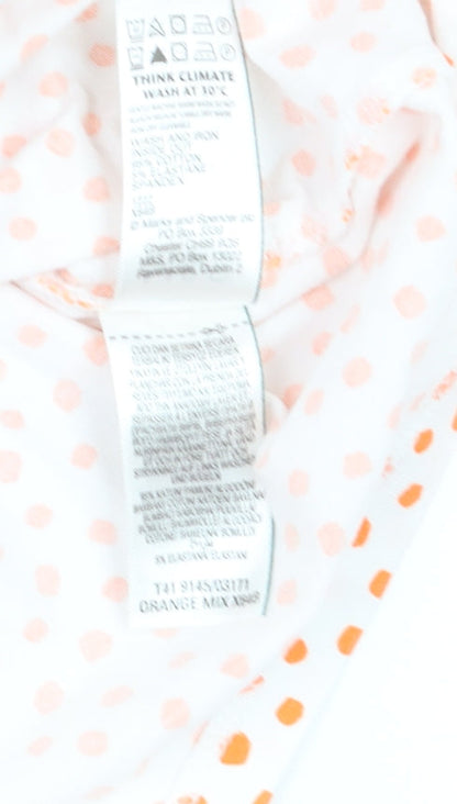 Marks and Spencer Women’s White Orange Polka Dot 3/4 Sleeve T-Shirt Size 14