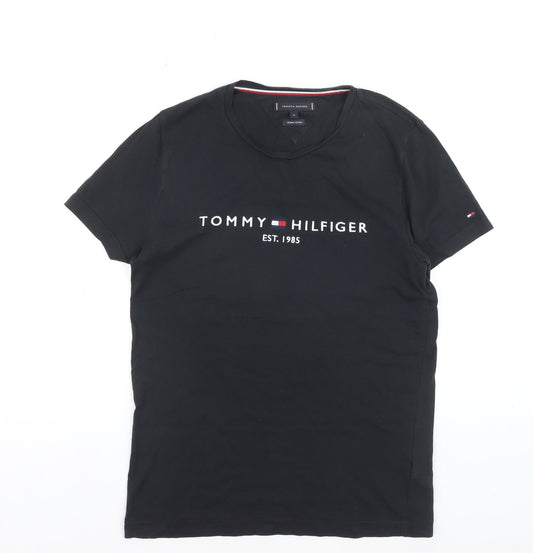 Tommy Hilfiger Men's Black Logo Organic Cotton T-Shirt Size M