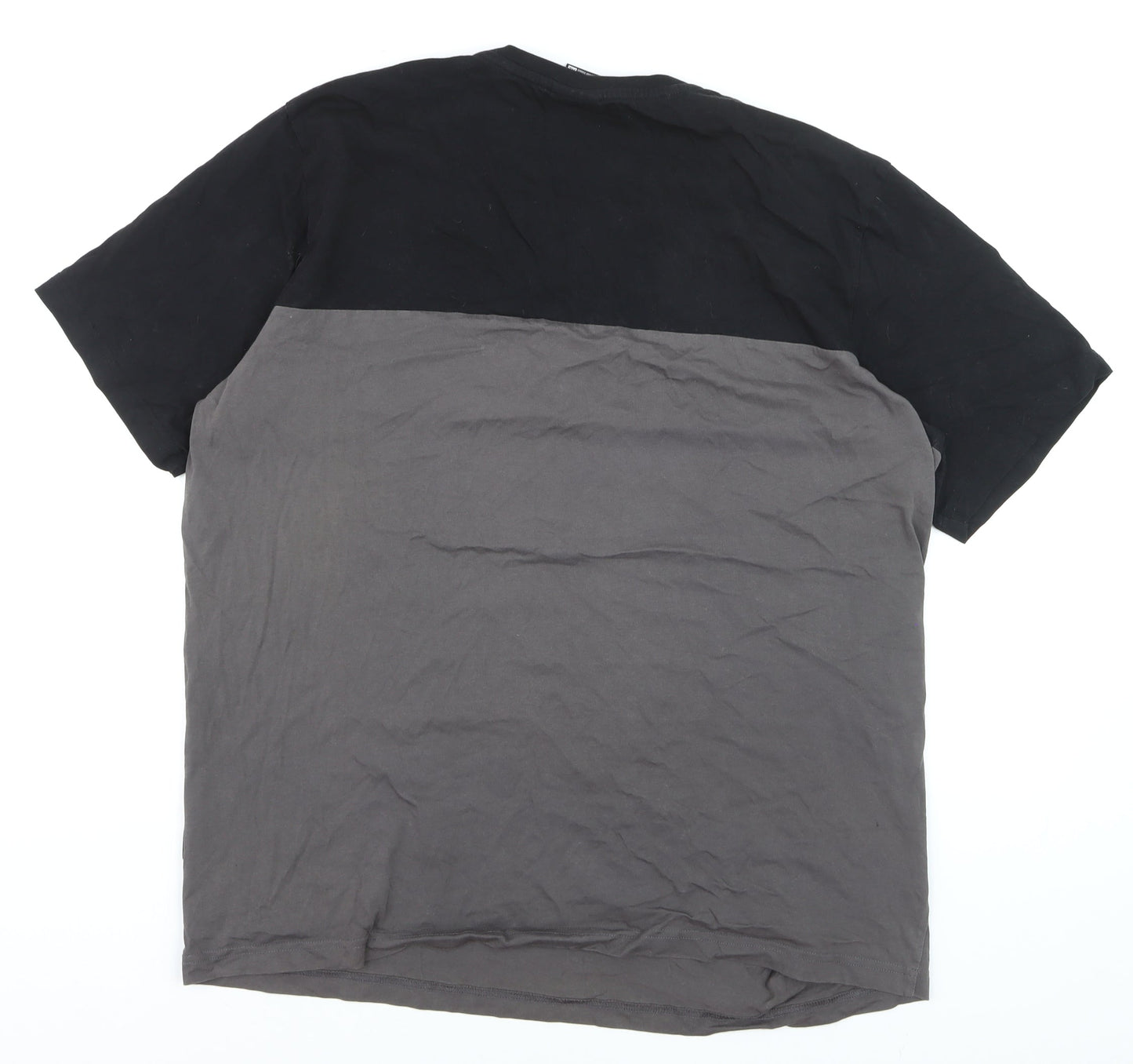 Nicce Men’s Black Grey Colourblock Logo T-Shirt XL Regular Fit