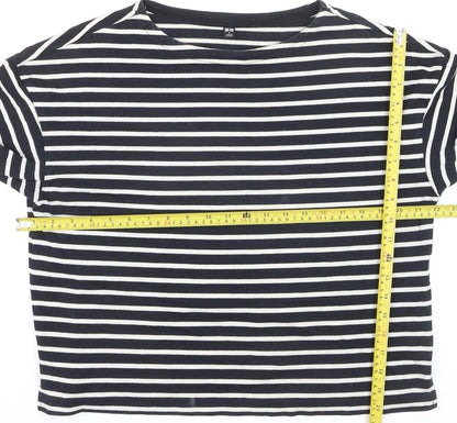 Uniqlo Womens Blue Striped Long Sleeve Cotton Jersey T-Shirt Size S