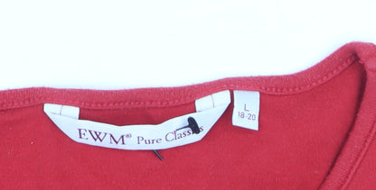 EWM Women Red Cotton Short Sleeve Basic T-Shirt Size 18