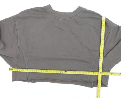 Bershka Women Grey Cropped Pullover Sweatshirt Size S