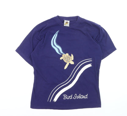 Pineapple Studio Men’s Blue Cotton Turtle Graphic T-Shirt M