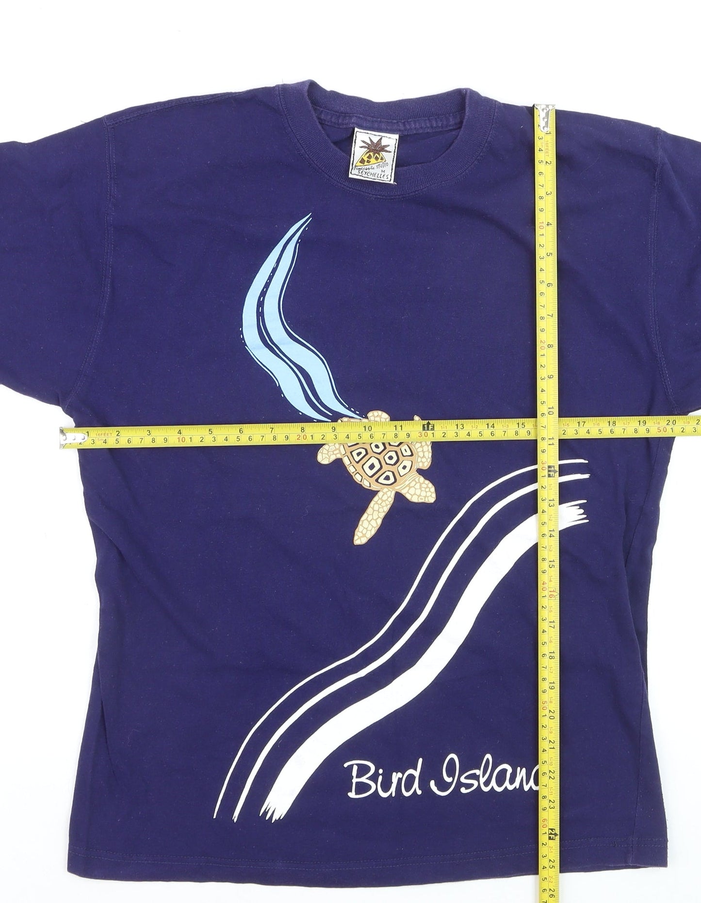 Pineapple Studio Men’s Blue Cotton Turtle Graphic T-Shirt M