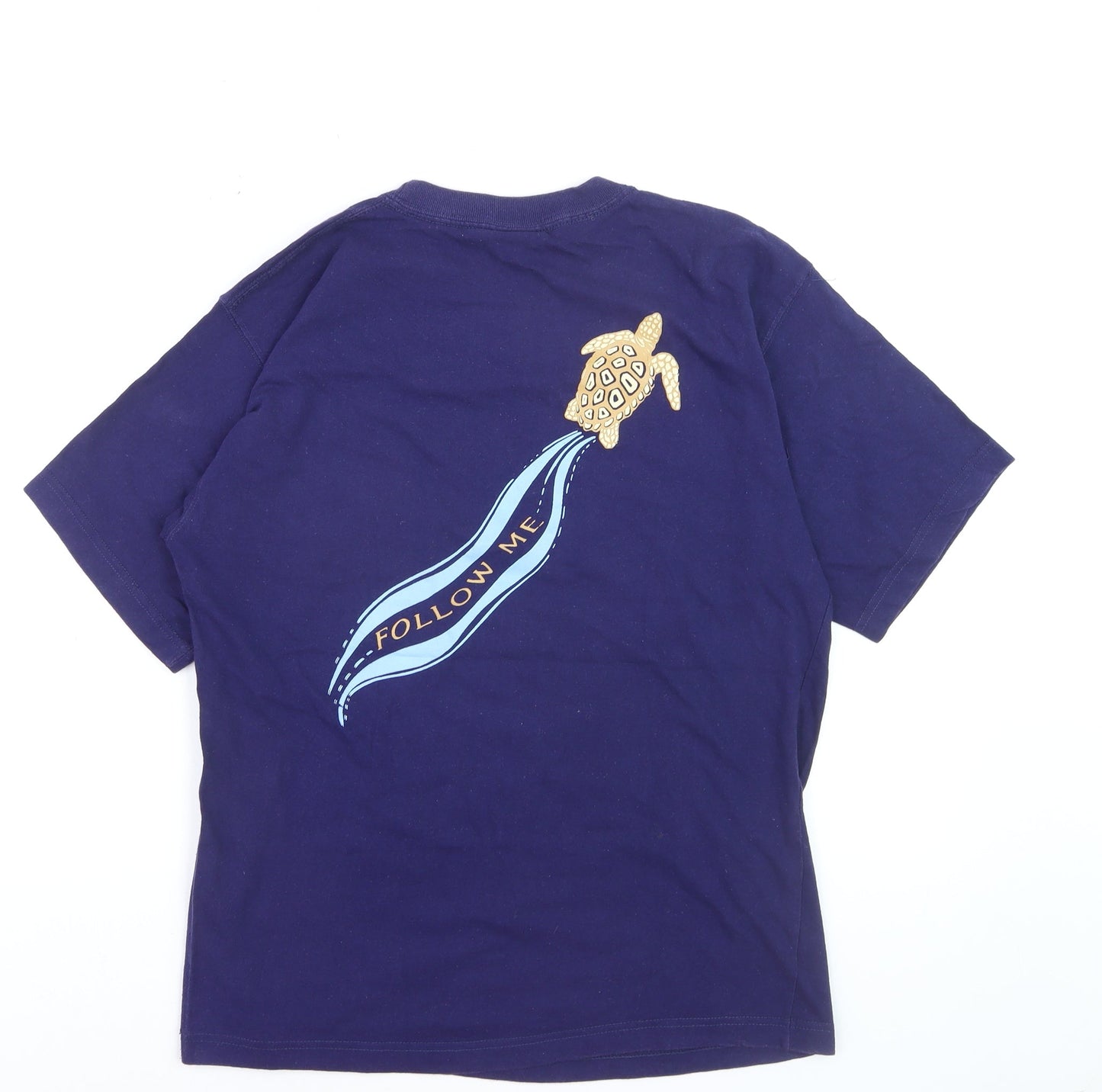 Pineapple Studio Men’s Blue Cotton Turtle Graphic T-Shirt M