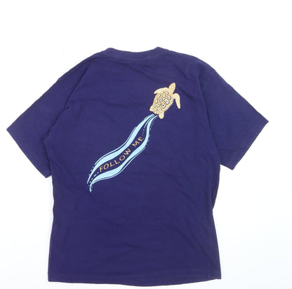 Pineapple Studio Men’s Blue Cotton Turtle Graphic T-Shirt M