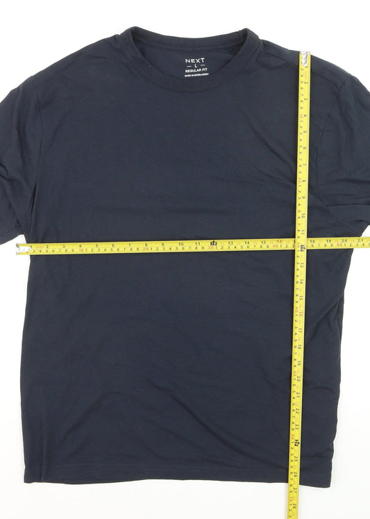Next Men's Navy Blue Regular Fit Crew Neck Cotton T-Shirt L