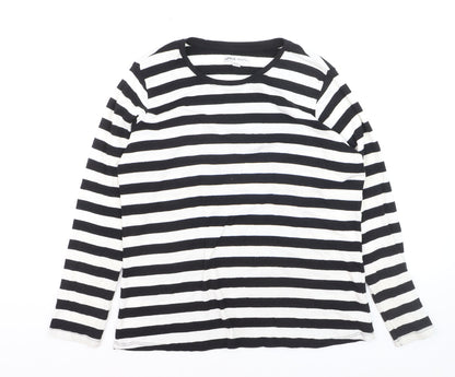 Capsule Women Black White Striped Long Sleeve Cotton T-Shirt Size M