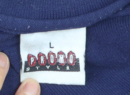Promo Style Men's Blue L Logo Polo Shirt Short Sleeve Regular Fit