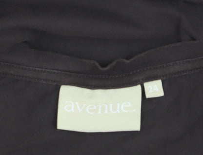 Avenue Women's Black V-Neck Long Sleeve Cotton Stretch T-Shirt Size 24