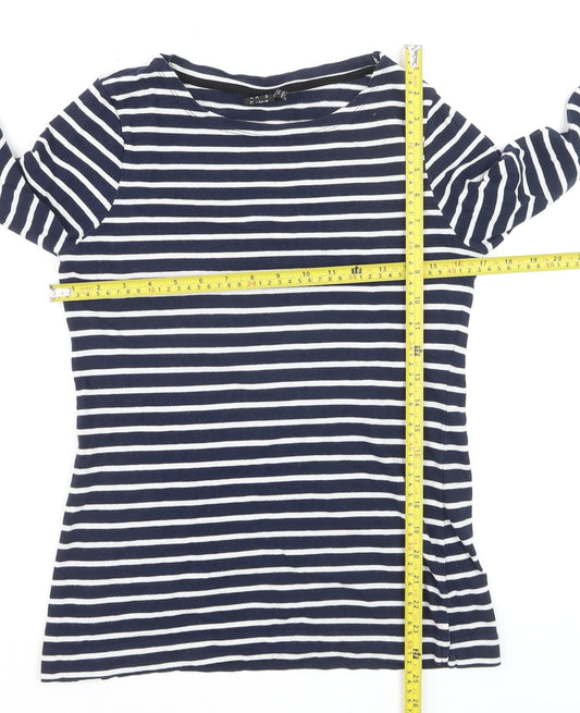 Editor's Cut Women's Blue Striped Boat Neck Cotton Top Size 10