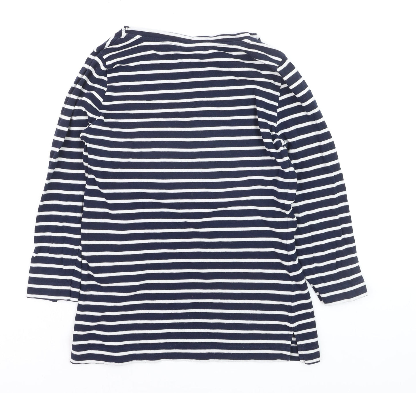 Editor's Cut Women's Blue Striped Boat Neck Cotton Top Size 10