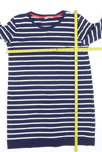 TU Women Blue Striped 3/4 Sleeve Cotton Pullover Jumper Size 16
