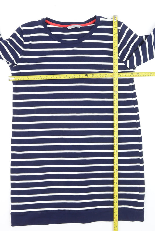 TU Women Blue Striped 3/4 Sleeve Cotton Pullover Jumper Size 16