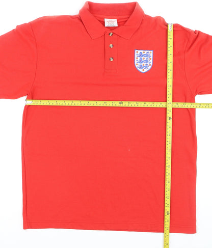 Classic Polos Men's Red England Crest Short Sleeve Polo Shirt Size L