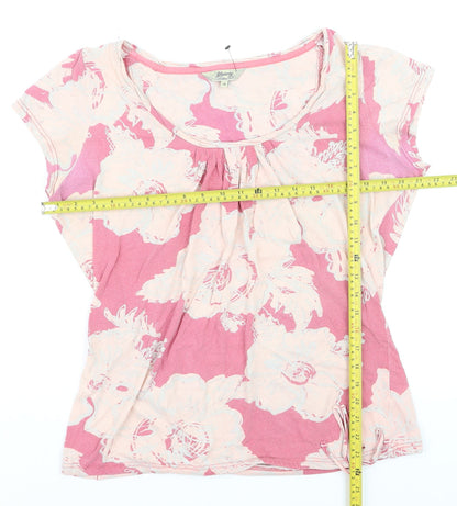 Mantaray Womens Pink Floral Cotton Tunic T-Shirt Size 16