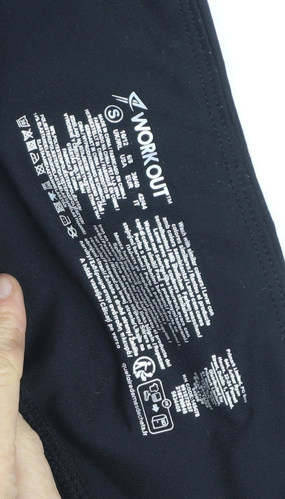 Decathlon Womens Black Workout Leggings Size S Slim Fit Stretchy Gym Wear