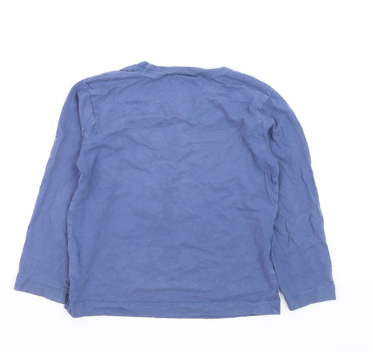 Mini Boden Boys Blue Long Sleeve Monster Appliqué Cotton T-Shirt 5-6 Years
