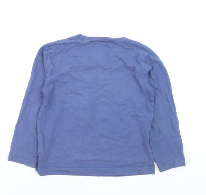 Mini Boden Boys Blue Long Sleeve Monster Appliqué Cotton T-Shirt 5-6 Years
